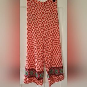 Mixed Print Wide Leg Pants. Size Medium